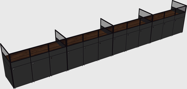 Shared rectangular cubicle