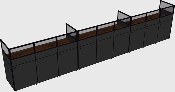 Shared rectangular cubicle
