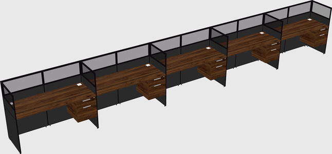 Shared rectangular cubicle