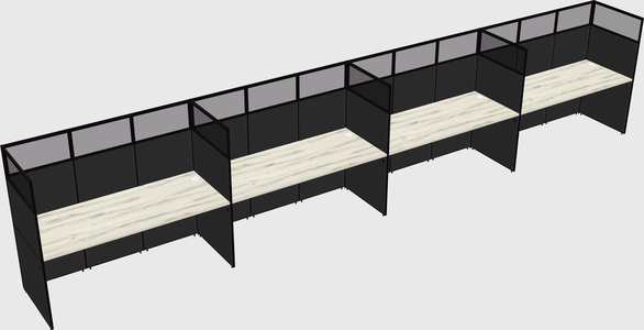 Shared rectangular cubicle