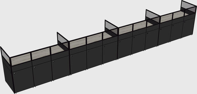 Shared rectangular cubicle