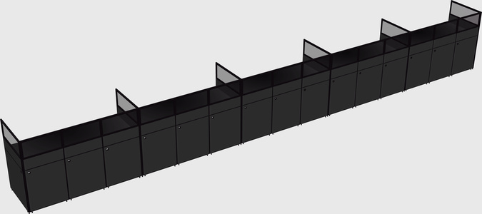 Shared rectangular cubicle