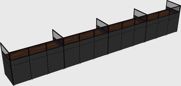 Shared rectangular cubicle