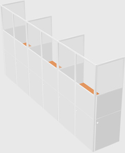 Shared rectangular cubicle