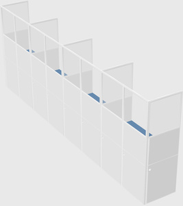 Shared rectangular cubicle