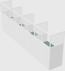 Shared rectangular cubicle