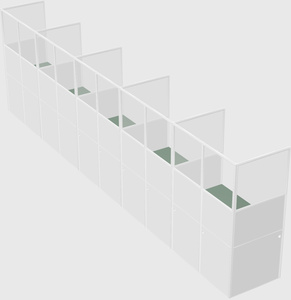 Shared rectangular cubicle