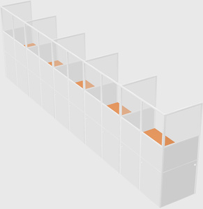 Shared rectangular cubicle
