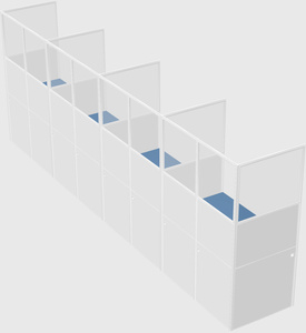 Shared rectangular cubicle