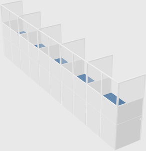 Shared rectangular cubicle