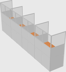 Shared rectangular cubicle