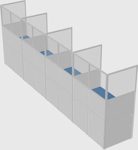 Shared rectangular cubicle