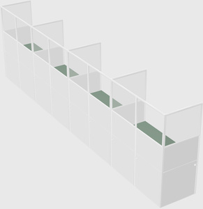 Shared rectangular cubicle