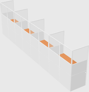 Shared rectangular cubicle