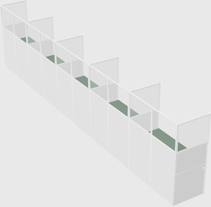 Shared rectangular cubicle
