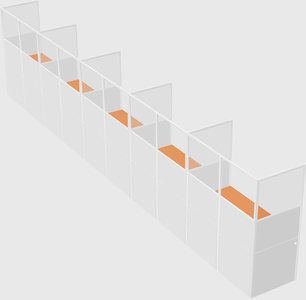 Shared rectangular cubicle