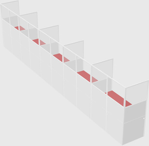 Shared rectangular cubicle