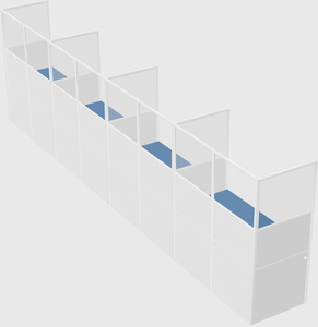 Shared rectangular cubicle