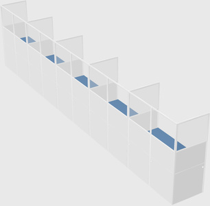 Shared rectangular cubicle