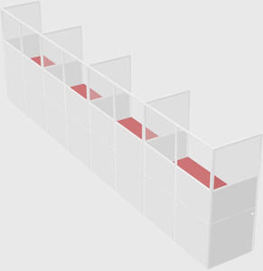 Shared rectangular cubicle