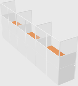 Shared rectangular cubicle