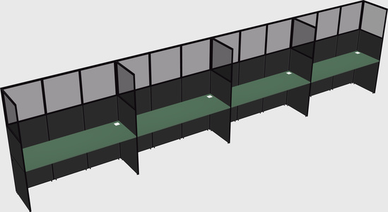 Shared rectangular cubicle