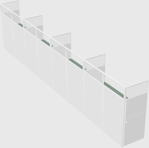 Shared rectangular cubicle