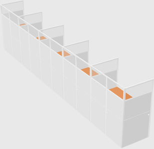 Shared rectangular cubicle
