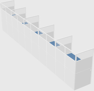 Shared rectangular cubicle