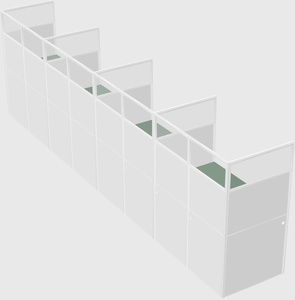 Shared rectangular cubicle