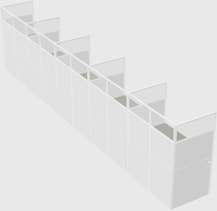Shared rectangular cubicle