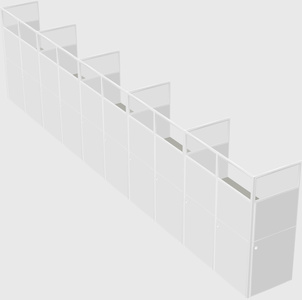 Shared rectangular cubicle