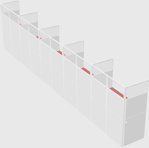Shared rectangular cubicle