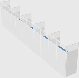 Shared rectangular cubicle