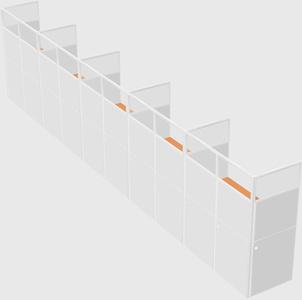 Shared rectangular cubicle