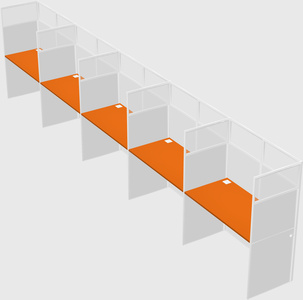 Shared rectangular cubicle