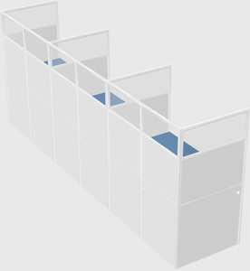 Shared rectangular cubicle