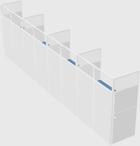 Shared rectangular cubicle