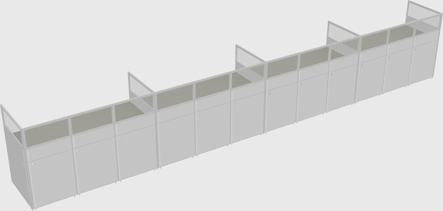 Shared rectangular cubicle
