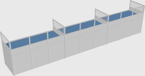 Shared rectangular cubicle