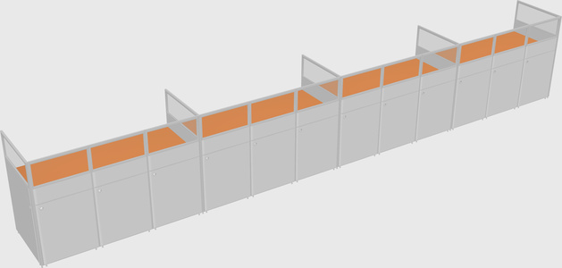 Shared rectangular cubicle