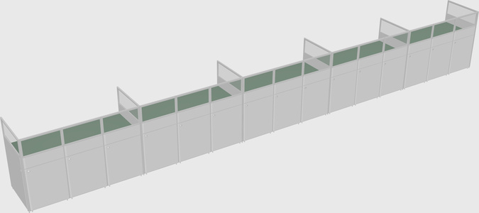 Shared rectangular cubicle
