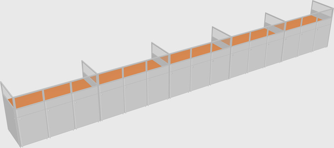 Shared rectangular cubicle