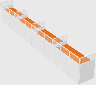 Shared rectangular cubicle