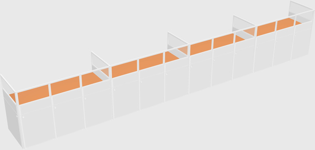 Shared rectangular cubicle