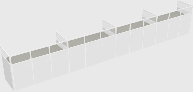 Shared rectangular cubicle