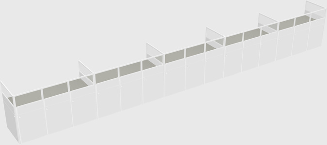 Shared rectangular cubicle