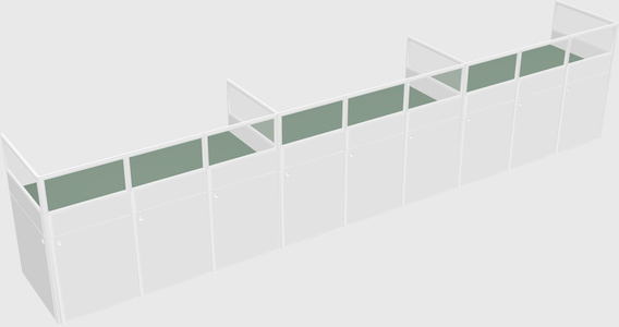 Shared rectangular cubicle