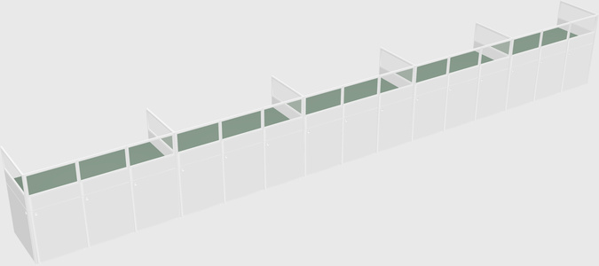 Shared rectangular cubicle