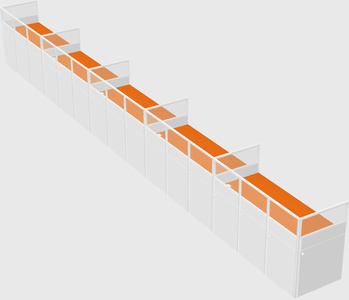 Shared rectangular cubicle